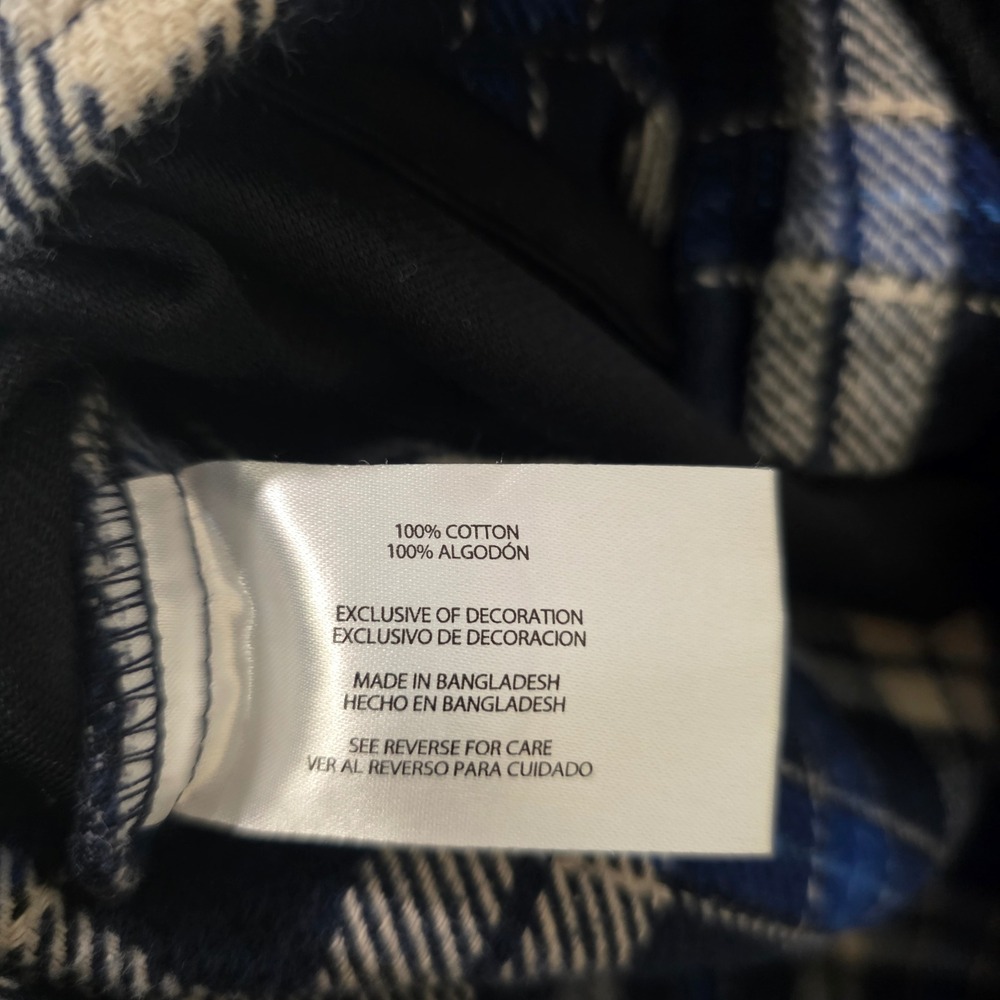 Orvis Flannel Shirt Mens L Blue White Plaid Cotton Heavyweight Workwear gorpcore - Picture 6 of 9
